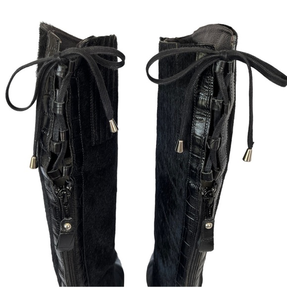 Migliorini Black Calf Hair Boots with Leather Toe Size 8 M - Picture 6 of 13